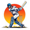 Cricket player playing a shot representing live cricket betting on Wolf777