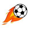 Soccer ball with blazing fire effect symbolizing intense football action on Wolf777