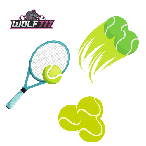 Badminton racket striking a tennis ball representing racket sports betting on Wolf777
