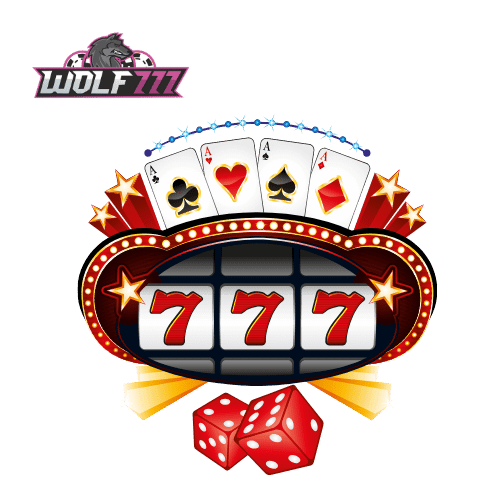 Jackpot image with four A’s, triple 7s, and two dice representing big casino wins on Wolf777
